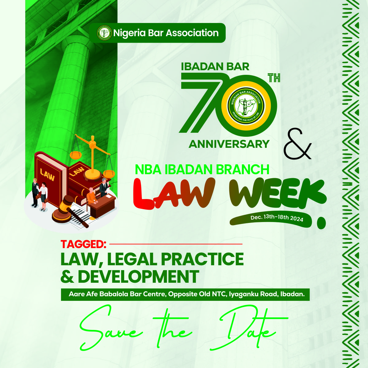 NBA IBADAN 70TH ANNIVERSARY SAVE THE DATE